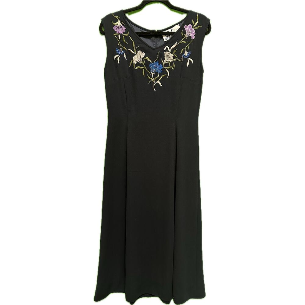 Together! Vintage Navy Beaded Floral Dress Size 8